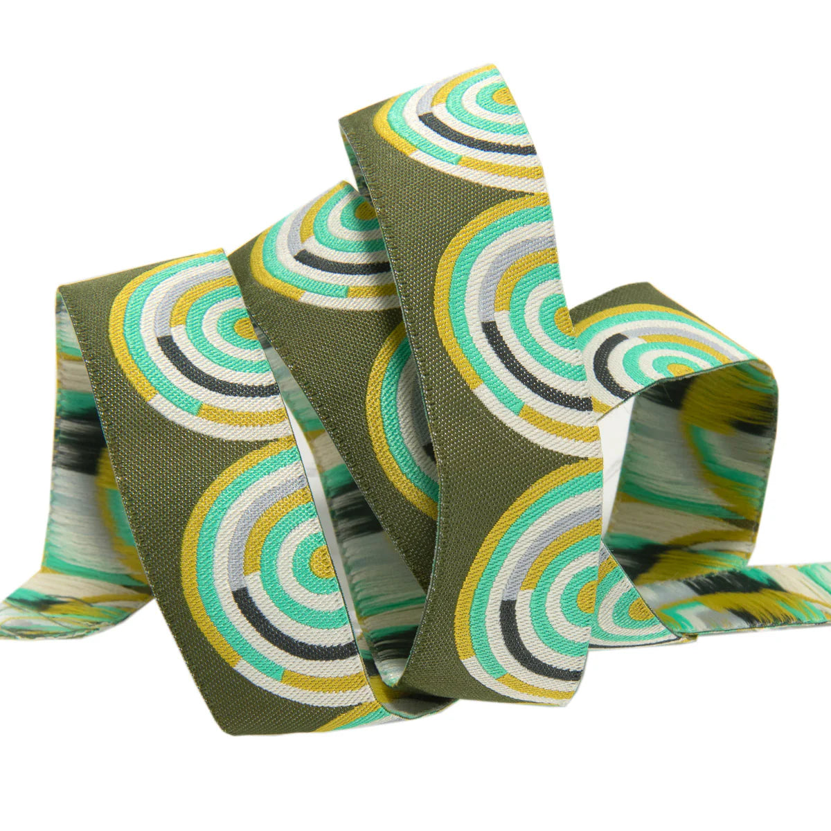 Gold and Mint on Green Hypnotizer ribbon- Tula Pink