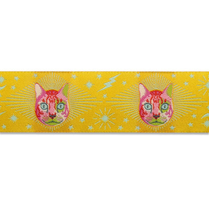 CHESHIRE CAT ON YELLOW-1 1 |2"-TULA PINK CURIOUSER