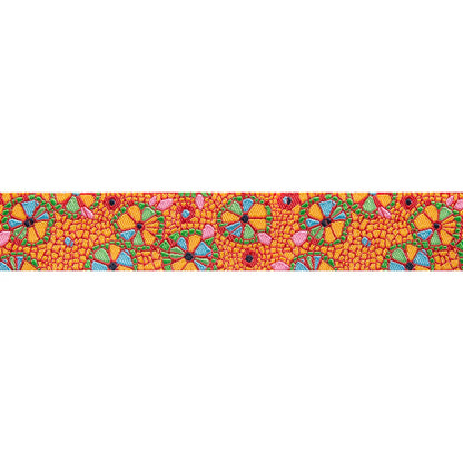 Mosaic Floral Orange Ribbon