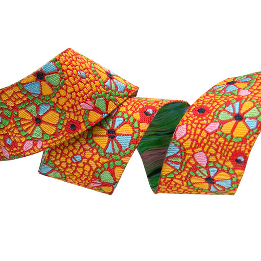 Mosaic Floral Orange Ribbon
