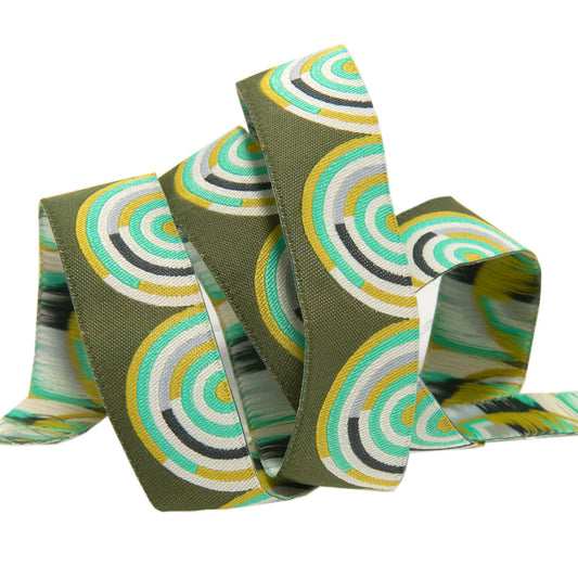 Gold and Mint on Green Hypnotizer ribbon- Tula Pink
