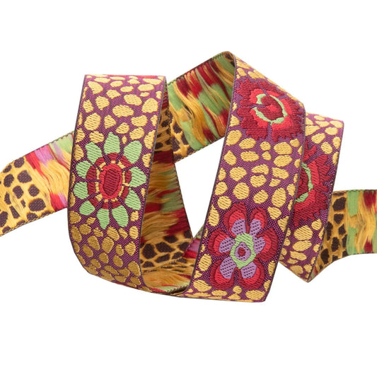 Kaffe | Guinea Flower on Plum/Gold Ribbon