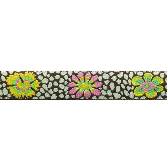 Guinea Flower Yellow on Green Ribbon