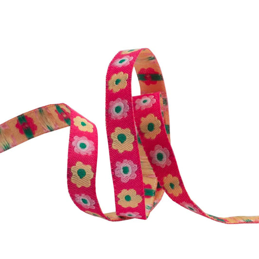 Pink Narrow Flower Ribbon